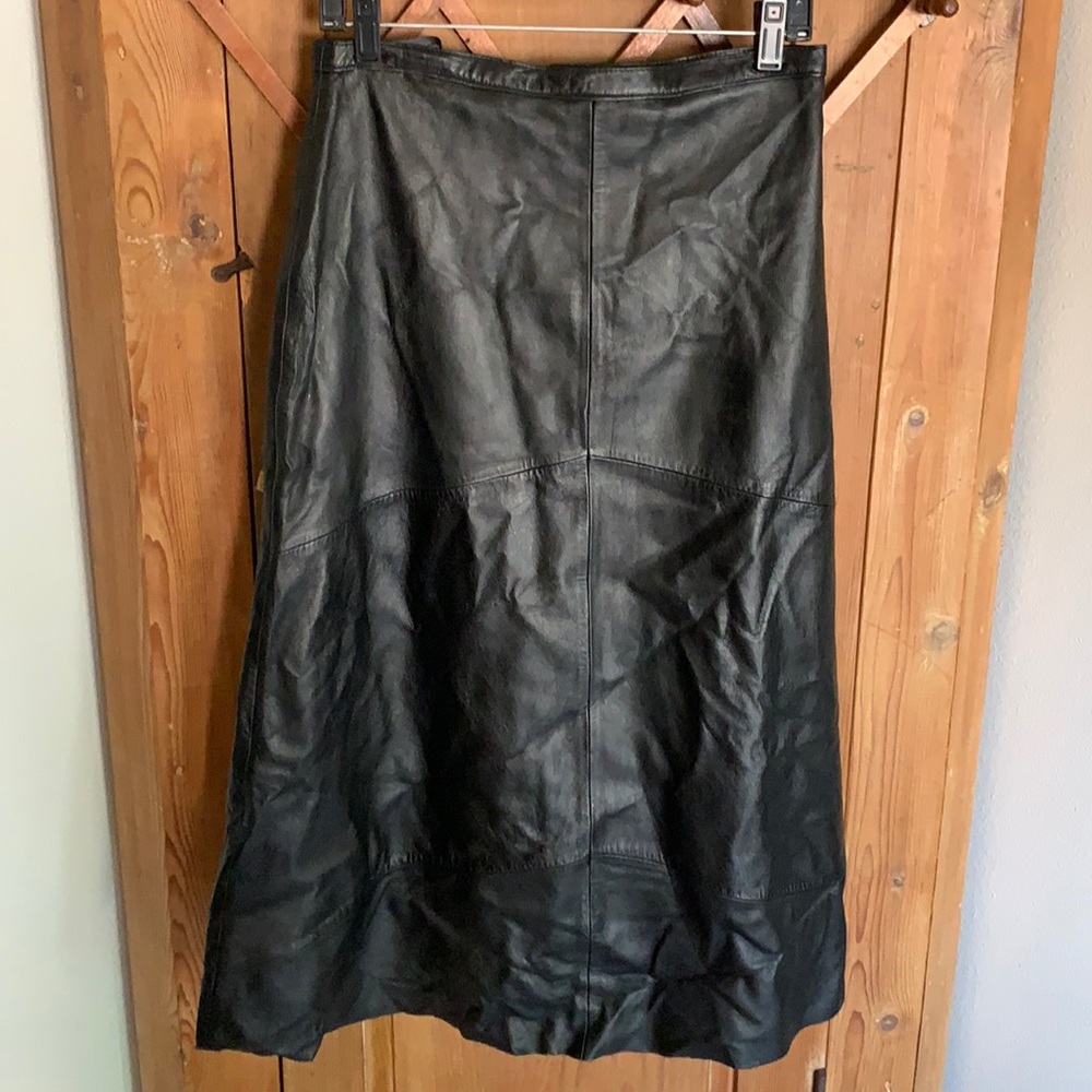 Yvonne & Marie black lamb leather A line skirt